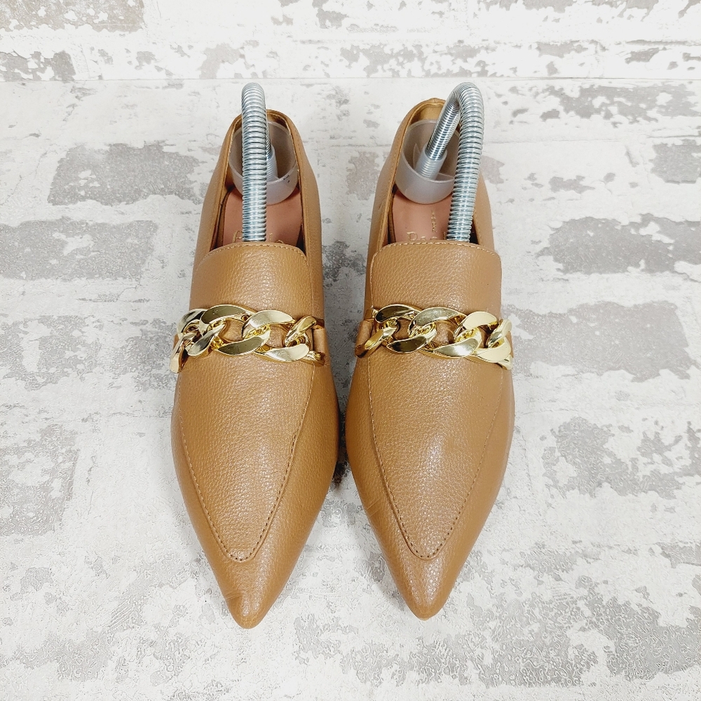NEW Linea Paolo Mabel Tan Faux Leather Pointed Toe Loafers M728
